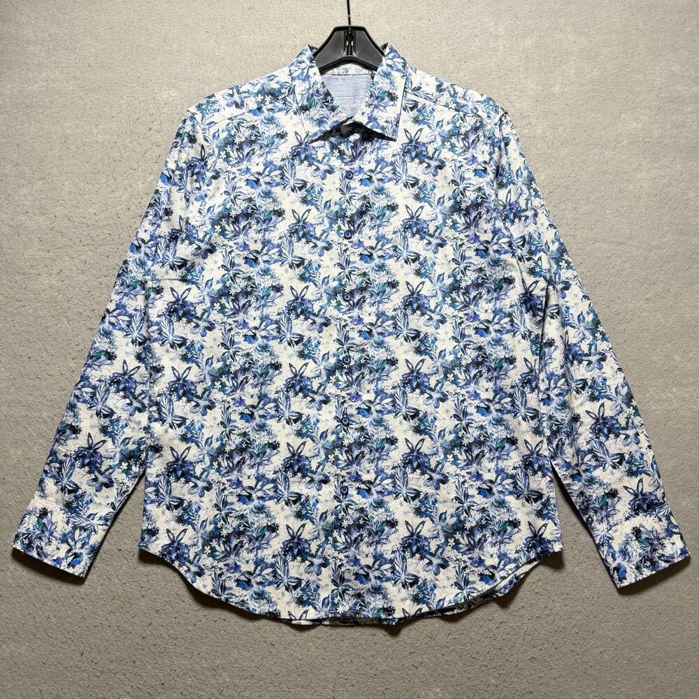 Robert Graham Floral Button-Up Shirt Men’s Medium Colorful Vibrant Flip Cuff LS